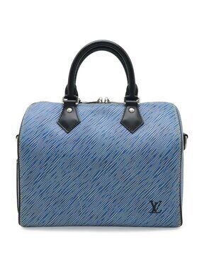 Louis Vuitton Epi Denim Speedy Bandouliere 25 Mini Boston Bag Blue Silver